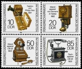 DDR, MiNr. 3226-3229 Viererblock postfrisch - Fernsprechapparate