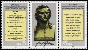 DDR, MiNr. 3254-3255 Dreierstreifen postfrisch - Friedrich Schillers UNI Jena