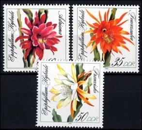 DDR, MiNr. 3276-3278 postfrisch - Epiphyllum Hybriden Blattkakteen