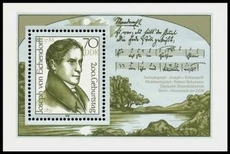 DDR, Block 92 postfrisch - Joseph von Eichendorff