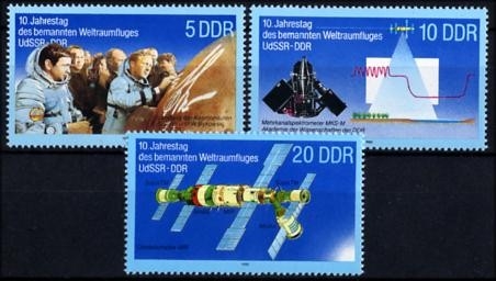 DDR, MiNr. 3170-3172 postfrisch - Bemannter Weltraumflug UdSSR-DDR (I)