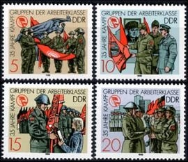 DDR, MiNr. 3177-3180 postfrisch - 35 Jahre Kampfgruppen
