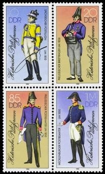 DDR, MiNr. 2997-3000II Viererblock postfrisch - Historische Postuniformen