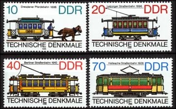 DDR, MiNr. 3015-3018 postfrisch - Historische Straßenbahnen