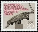 DDR, MiNr. 3050 postfrisch - 50 Jahre Formation der Int. Brigaden, Spanien