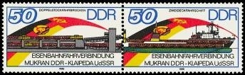 DDR, MiNr. 3052-3053 Zusammendruck postfrisch - Eisenbahnverbindung DDR - UdSSR