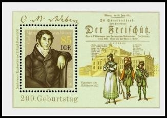 DDR, Block 86 postfrisch - 200. Geburtstag von Carl Maria von Weber