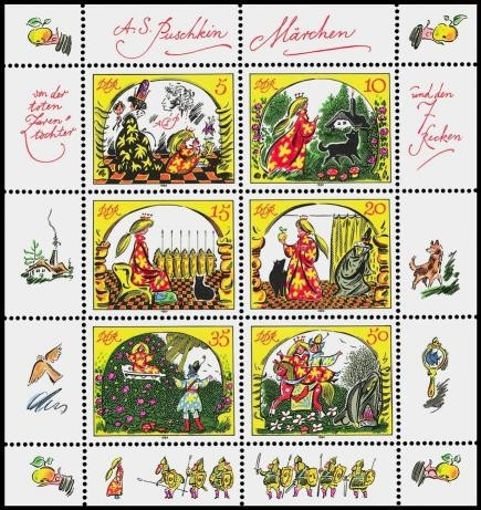 DDR, MiNr. 2914-2919 Kleinbogen postfrisch - von der roten Zarentochter und den sieben Recken