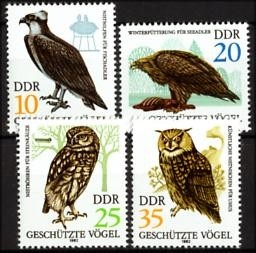 DDR, MiNr. 2702-2705 postfrisch - Geschützte Greifvögel