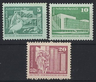 DDR, MiNr. 2483-2485 postfrisch - Freimarken: Aufbau im Kleinformat - 5, 10, 20 Pf.