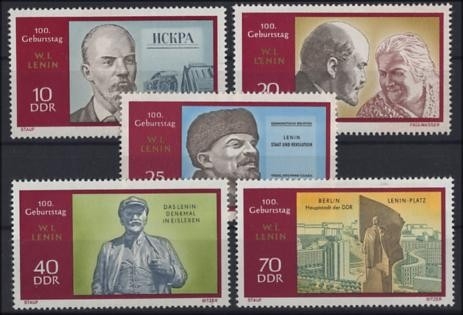 DDR, MiNr. 1557-1561 postfrisch - 100. Geburtstag von Wladimir Iljitsch Lenin