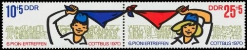 DDR, MiNr. 1596-1597 Zusammendruck postfrisch - 6. Pioniertreffen Cottbus 1970