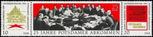 DDR, MiNr. 1598-1600 Dreierstreifen postfrisch - 25 Jahre Potsdamer Abkommen