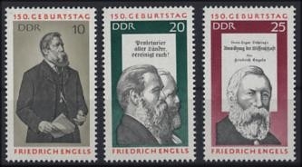 DDR, MiNr. 1622-1624 postfrisch - 150. Geburtstag von Friedrich Engels