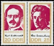 DDR, MiNr. 1650-1651 Zusammendruck postfrisch - Karl Liebknecht | Rosa Luxemburg