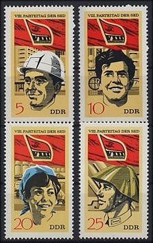 DDR, MiNr. 1675-1678 postfrisch - Parteitag der Sozialistischen Einheitspartei Deutschlands (SED) 1971