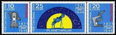 DDR, MiNr. 1714-1716 Dreierstreifen postfrisch - Planetrarium Carl Zeiss Jena
