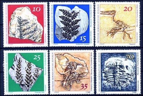 DDR, MiNr. 1822-1827 postfrisch - Paläontologische Sammlung Fossilien