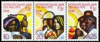 DDR, MiNr. 2019-2021 Dreierstreifen postfrisch - Internationales Jahr der Frau 1975