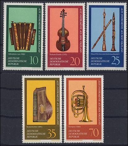 DDR, MiNr. 2224-2228 postfrisch - Alte Musikinstrumente aus dem Vogtland