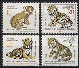 DDR, MiNr. 2322-2325 postfrisch - Raubkatzen - Zoologischer Garten Leipzig
