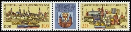 DDR, MiNr. 2343-2344 Dreierstreifen postfrisch - Briefmarken Ausstellung der Jugend 1978