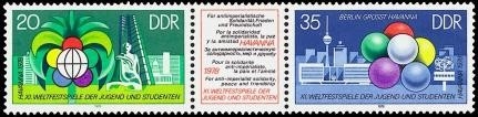 DDR, MiNr. 2345-2346 Dreierstreifen postfrisch - XI. Weltspiele der Jugend 1978