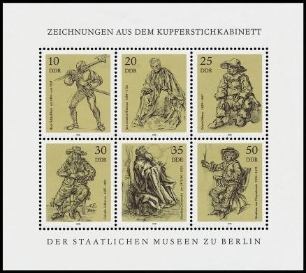 DDR, MiNr. 2347-2352 Kleinbogen postfrisch - Kupferstichkabinett der Staatlichen Museen Berlin
