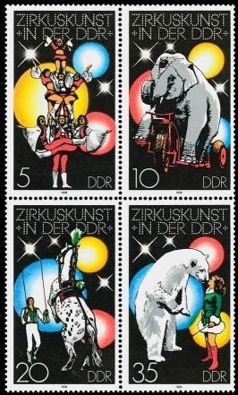 DDR, MiNr. 2364-2367 Viererblock postfrisch - Zirkuskunst in der DDR 1978