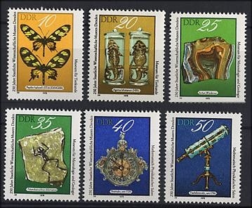 DDR, MiNr. 2370-2375 postfrisch - 250 Jahre Staatliche Wissenschaftliche Museen Dresden
