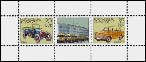 DDR, MiNr. 2412-2413 Kleinbogen postfrisch - Automobilbau Zwickau Trabant Trabi