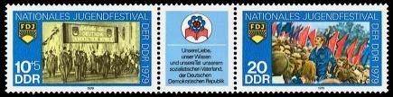 DDR, MiNr. 2426-2427 Dreierstreifen postfrisch - FDJ Nationales Jugendfestival, Berlin