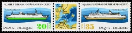 DDR, MiNr. 2429-2430 Dreierstreifen postfrisch - Eisenbahnfährverbindungen