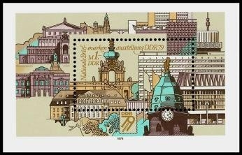 DDR, Block 55 postfrisch - Historische und moderne Bauwerke in Dresden