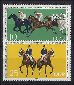 DDR, MiNr. 2449-2450 postfrisch - Internationaler Kongress für Pferdezucht