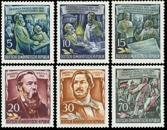 DDR, MiNr. 485-490 A postfrisch - 60. Todestag von Friedrich Engels