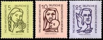 DDR, MiNr. 548-550 postfrisch - Tag der Menschenrechte