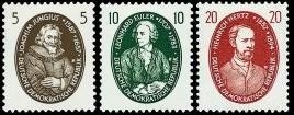 DDR, MiNr. 574-576 postfrisch - Naturwissenschaftler Jungius, Euler, Hertz