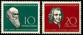 DDR, MiNr. 631-632 postfrisch - Charles Robert Darwin und Carl von Linné