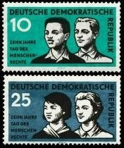 DDR, MiNr. 669-670 postfrisch - 10. Jahrestag der Allgemeinen Erklärung der Menschenrechte durch die UNO