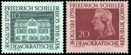 DDR, MiNr. 733-734 postfrisch - Friedrich Schiller