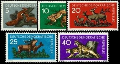 DDR, MiNr. 737-741 postfrisch - Waldtiere