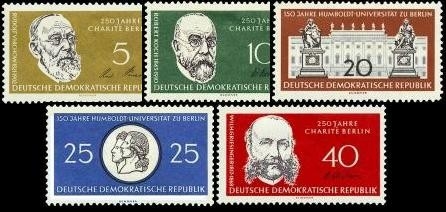 DDR, MiNr. 795-799 postfrisch - 150 Jahre Humboldt-Universität zu Berlin, 250 Jahre Charité, Berlin