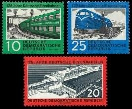 DDR, MiNr. 804-806 gezähnt postfrisch - 125 Jahre Deutsche Eisenbahnen