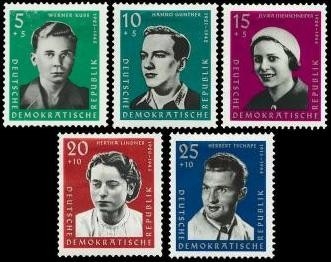 DDR, MiNr. 808-812 postfrisch - Aufbau und Erhaltung der Nationalen Gedenkstätten Buchenwald, Ravensbrück und Sachsenhausen: KZ-Opfer (I)