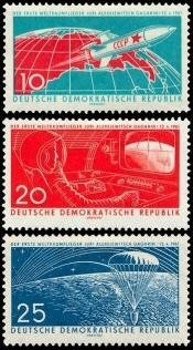 DDR, MiNr. 822-824 postfrisch - Erster bemannter Weltraumflug