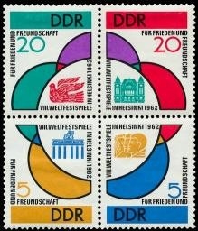 DDR MiNr. 901-904 Viererblock postfrisch - Weltfestspiele der Jugend Helsinki 1962