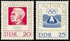 DDR, MiNr. 939-940 postfrisch - 100. Geburtstag von Baron Pierre de Coubertin