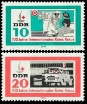 DDR, MiNr. 956-957 postfrisch - 100 Jahre Internationales Rotes Kreuz