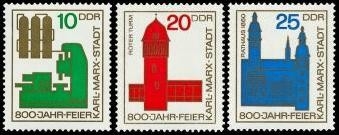 DDR, MiNr. 1117-1119 postfrisch - 800 Jahre Karl Marx Stadt